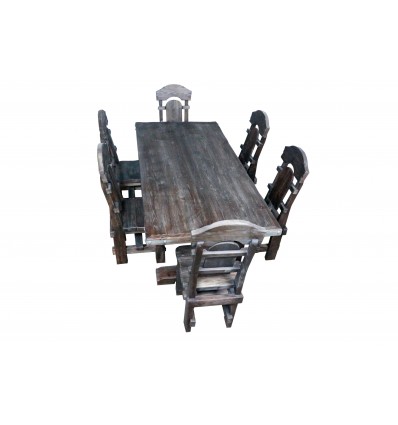 Комплект столовой мебели под старину из массива сосны Ришелье-2