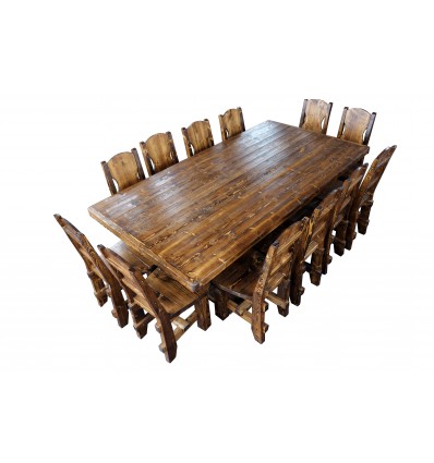 Комплект столовой мебели под старину из массива сосны Рошфор-12