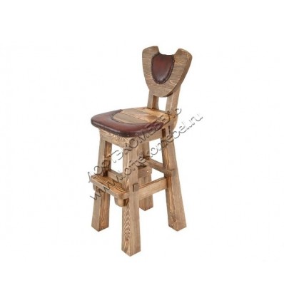 Деревянный стул барный под старину из массива сосны Подкова